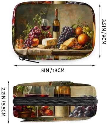 Travel Pill Organizer Artistic Oil Painting Wine Fruit Cheese Pill Case