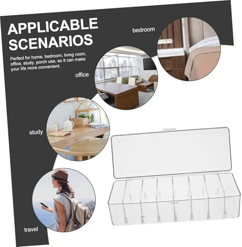 TEHAUX Transparent Plastic Organizer Box Removable Dividers for Cards Electronics Jewelry and Parts and Stylish Storage for Desk Organization