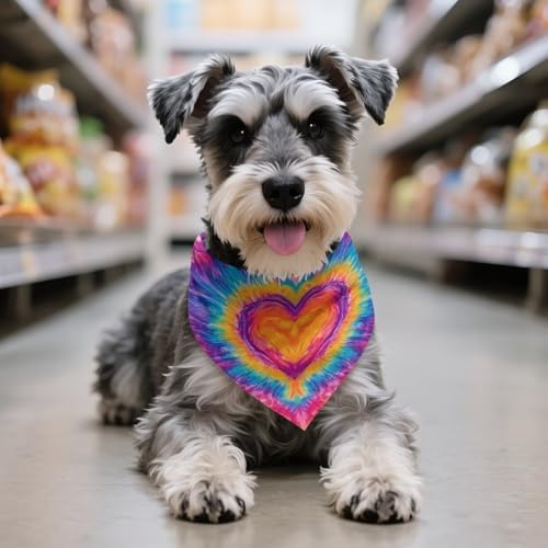 Howilath Tie-Dye Love Dog Scarf, Polyester, Adjustable Bandana for Small, Medium, and Large Dogs