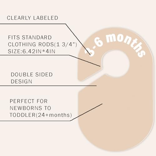 cephira baby closet dividers-double sided clothes organizer for newborn to 24 months size closthes neutral closet organizer for baby girl boy， baby clothes dividers for closet for nursery room decor