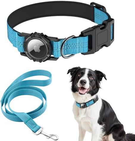 AirTag Dog Collar and Leash, IP68 Waterproof Integrated