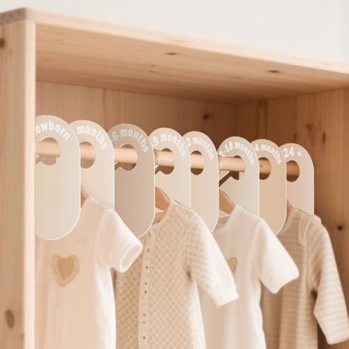 cephira baby closet dividers-double sided clothes organizer for newborn to 24 months size closthes neutral closet organizer for baby girl boy， baby clothes dividers for closet for nursery room decor