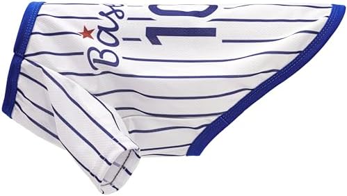 Paiaite Sleek Striped Dog Vest: Sleeveless Baseball-Style Dog Shirt, Ideal Fit for Small, Medium, and Large Breeds,Polyester Fabric for Comfort, Breathability, and Stretchiness Blue XS