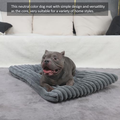 Dog Beds Crate Pad for Medium to Large Dogs Ultra Soft Dog Mat for Crate or Cage 36 Inch Washable and Anti-Slip Fluffy Flat Kennel Pad for Pets Cozy Sleeping Mattress Cushion,35" x 23",Grey