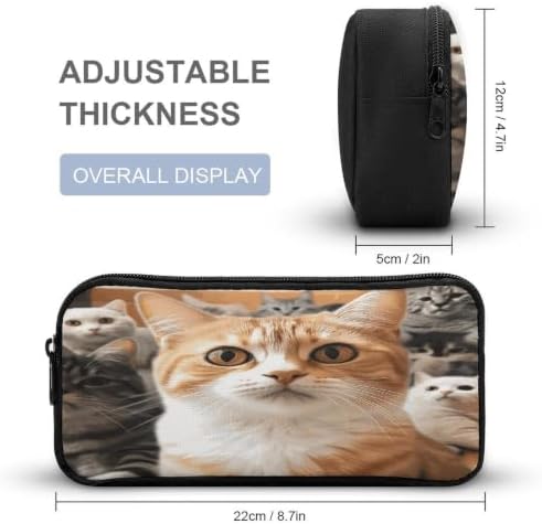 Funny Pet Cat Makeup Bag Zipper Pouch Cosmetic Bag | Pen Bag-Reusable-Large capacity with Double Zippers for Office Pencil Case,Business Travel and girl makeup bag,Small Toolbox