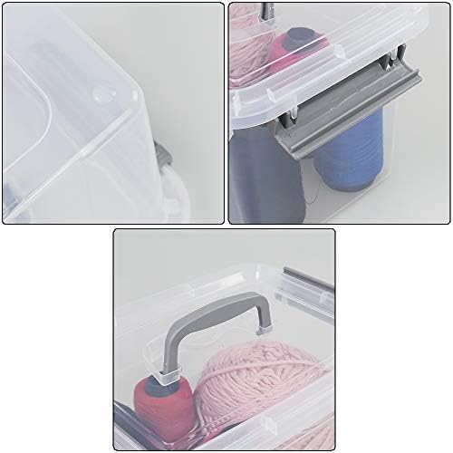 Farmoon 6 Quart Clear Storage Bin, Latch Box with Grey Handle, 6 Packs