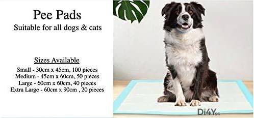 DI4Y SG Stock | Disposable Dog Pet Training Pee Pads, Ultra Absorbent Pee Underpads, Incontinence Puppy Bed Pads, Unscented Portable for Outdoor, Small Medium Large Dogs (Medium - 45x60cm, 50pcs)