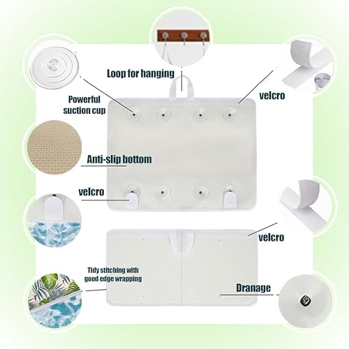 Supa Ant Bath Kneeler –8 Suction Cups & 2" Padding.Certified Non Toxic Bath Kneeling Pad for Bath Tub & 5 Bath Toy Organizer. Fast Dry Baby Bath Kneeler and Elbow Rest Pad Set Leaf