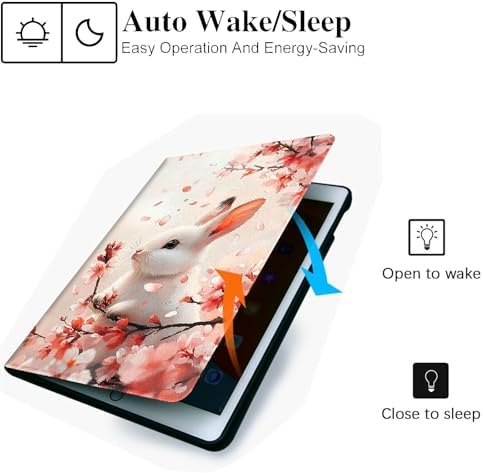 for Microsoft Surface Pro 8-13" 2021 Tablet Case,Auto Wake/Sleep,Adjustable Stand Protective Cover - Cherry Blossom Rabbit