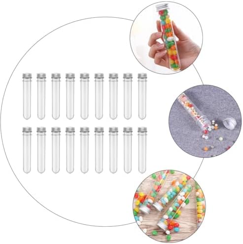 50pcs 45ml Plastic Storage Tubes with Aluminum Caps, Multipurpose Clear Cylindrical Bottles for Bath Salts, Candy, and Liquids, Easy to Fill and Protect Containers for Kitchen