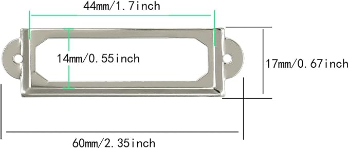 50 Pcs Label Holders Library File Drawer Tags Label Holder Metal Frame Name Card Frame for Drawer Cabinet (Silver)
