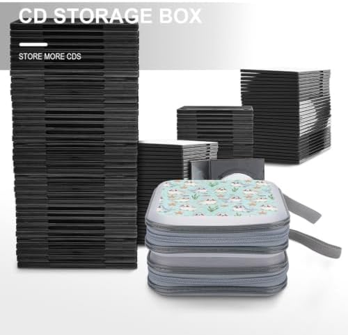 Protective CD Case 40 Capacity Blue Manatee Disc Holder Storage Binder | DVD Organizer Wallet, Blue Cute Manatee Animals, Sturdy Portable for Movie Music Game Disc