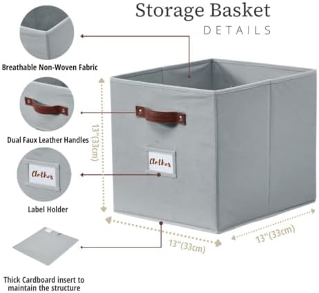 DECOMOMO Storage Bins, Cube Storage Bin with Labels