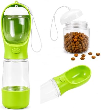 Portable Pet Water Bottle with Food Compartment & Poop Bag Dispenser