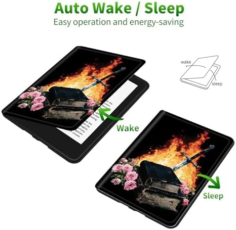 for Samsung Galaxy Tab E 9.6" 2015 SM-T560/T561/T567 Case | Slim Leather Smart Cover with Multi-Angle Anti-Slip Stand [Auto Wake/Sleep] Shell for Women Men - Flame Book Rose