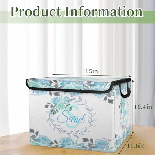 Flower Storage Bin with Lid Personalized Storage Baskets for Organizing Foldable Closet Organizers with Handles,Cute Basket for Boys Girls for Clothes Blanket Pet Dog Toy Basket Storage (1 Pack)