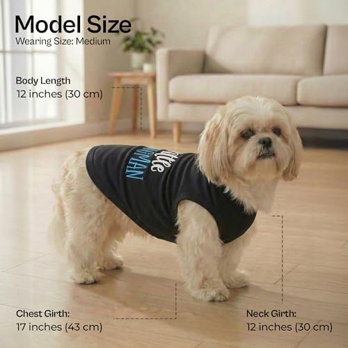 Parisian Pet Dog Shirt – 100% Cotton Shirts for Medium Dogs – Sleeveless Black Puppy Vest – Lightweight and Breathable Pet Apparel – Funny Summer Boy Dog Clothes - Stretchy Cute T Shirts for Dogs
