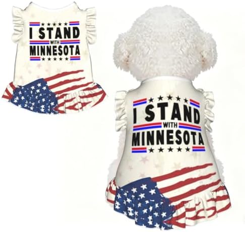 I Stand with Minnesota Dog Dress Cute Pet Princess Dresses Dog Clothes for Small Dogs Girl X-Small