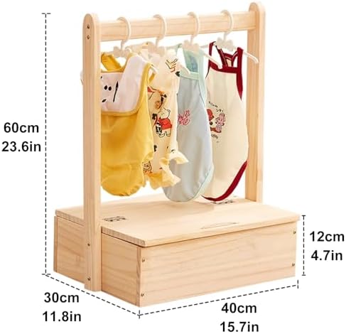 SYUFRE Dog Garment Rack Pet Armoire Wardrobe Wooden Dress Up Clothes Storage Small Dog Closet Pet Clothes Organizer Accessories for Doll Cat and Puppy (Color : Square with Storage), 10200230