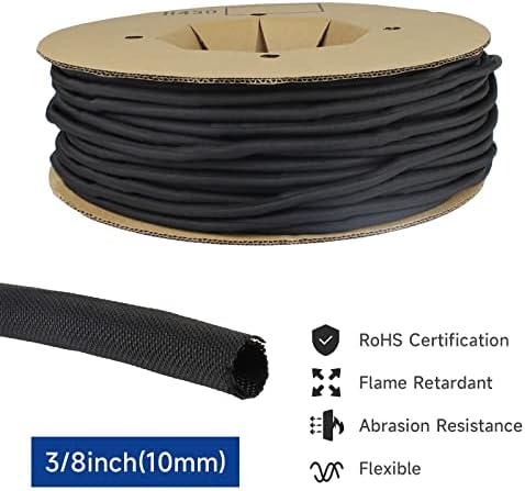 Braided Split Wire Loom Wrap Cable Sleeve Tube Harness Lot Sheathing Management Organize (3/8"-15ft)