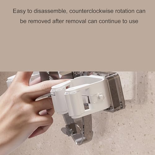 Space Efficient Wall Mounted Broom Mop Holder Suction Cup Hanger Hooks for Bathroom Kitchen with Strong Adhesive Tool Holder