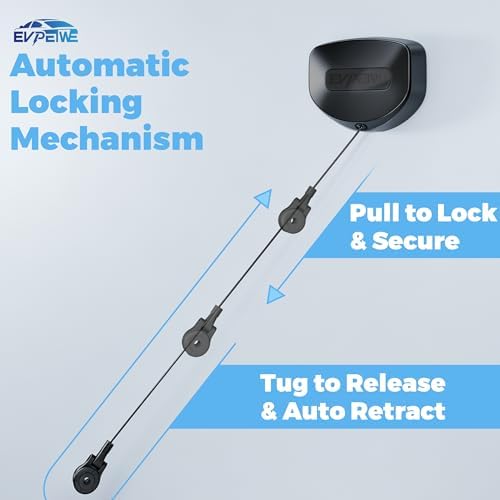 Flexible Charging EV Charger Cable Retractor, 11.5ft Self-Locking Automatic Retractable Cable Organizer for Electric Vehicle Charging, Universal Fits Most EV Charging Cables