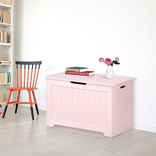 Wooden Storage Chest,30/40 Inch Storage Trunk w/2 Safety Hinges, Storage Bench, Modern Lift Top Chest Box Organizer (Pink, 30 L x 15.7 W x19 H Inch)