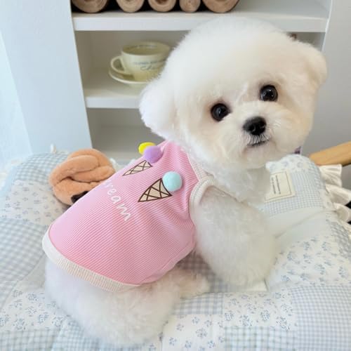 Spring & Summer Pet Clothes Tank Top - Ice Cream Pattern Breathable Tank top for Dogs & Cats, Cool Sleeveless Shirt for Teddy, Bichon & Small Breeds