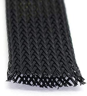 Black PET Expandable Sleeving Cord Protector Wire Loom Tubing Cable Sleeve for USB Charger Cable Power Cord Audio Video Cable Can Protect Cat Dog from Chewing Cords