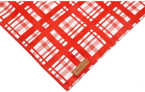 Realeaf Valentine's Day Dog Bandanas 2 Pack, Reversible Red Plaid Heart Dog Scarf for Boy and Girl, Premium Durable Fabric, Holiday Love Bandana for Large and Extra Large Dogs Pets (Small)