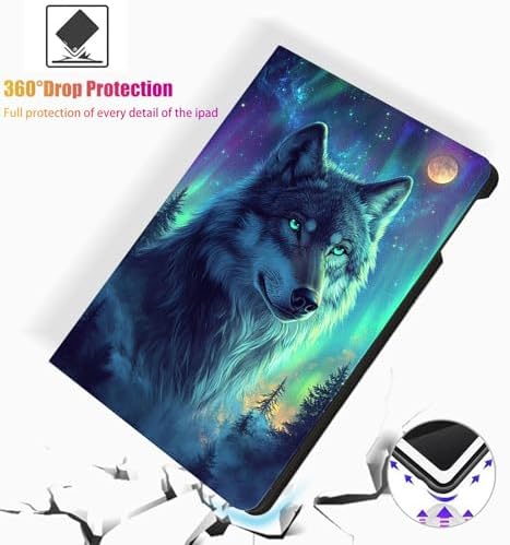 for Microsoft Surface Pro 8-13" 2021 Tablet Case,Auto Wake/Sleep,Adjustable Stand Protective Cover - Wolf Aurora