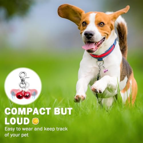 SCENEREAL Bells for Dog Collars - 2 Pack Pet Hanging Ring Bell Accessories for Dog & Cat, Pet Pendant Collar Charm with Heavy Duty Snap Clips, Sliver Bells for Tracking and Training Christmas Gift