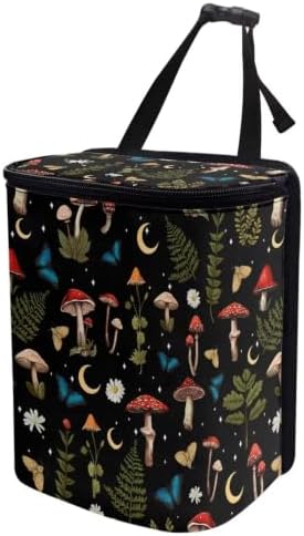 Hanging Garbage Bin Mushroom Butterfly Floral Cute Car Accessories Multipurpose Trash Bin Decoration Car Interior for Women Men