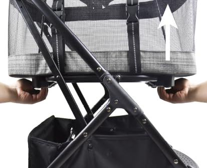ROODO 2026 Upgraded Version 3-in-1 Dog Cat Stroller with Detachable Carrier Folding Lightweight Portable Travel Pet Gear All-Terrain Puppy Doggie Kitty Bunny Stroller for 35 lbs(Grey Lattice)