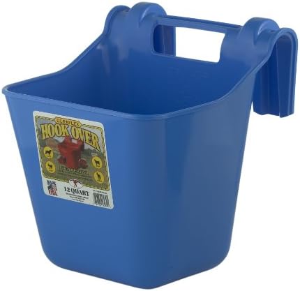 Little Giant® Plastic Hook Over Feeder | Mountable Livestock & Pet Feed Bucket | Horse Feed Bucket | Made in USA | 12 Quarts | Berry Blue