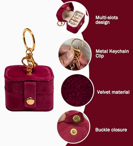 Velvet Dog Collar Ring Bearer Box with Clip-Red