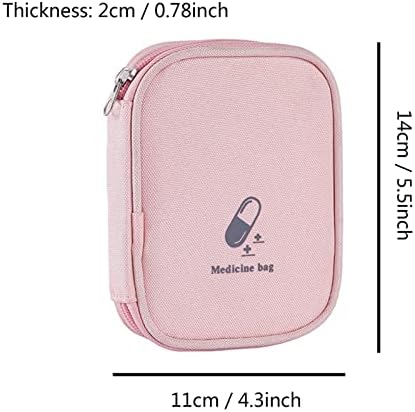Small First Aid Bag Empty, Portable Travel Pill Bag Double Zipper First Aid Pouch with Handle for Family Outdoors Hiking Camping Car Office Workplace (Pink)
