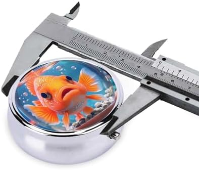 Cute Fish Printed Pill Organizer,Round Travel Pill Organizer Mini Medicine Pill Box for Purse Iron Plating