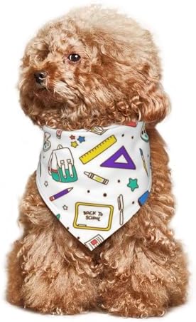 Teacher's Pet Dog Bandana,Funny Bandana Gift,Photo Prop Accessories for Dog Lovers Owner Gift,Triangle Reversible Fall Scarf, Adjustable (Back to School Season-Back to School Season-Color)