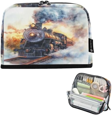 Locomotive Train Pencil Case for Kids Girls Boys | Large Pencil Pouch Pen Bag Holder with Big Capacity
