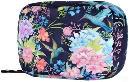 Hummingbird Floral Pill Case, Weekly Portable Pill Bag Container 7 Days Pill Box Organizer Vitamin Supplement Holder with Zipper for Travel Family Business