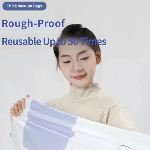 Large Capacity Vacuum Bags No Pump Needed, No-Pump Vacuum Storage Bags, VacuumStorage Bag, Heavy-Duty Press & Seal for Clothes, Press & Seal, for Dorm Home Travel Storage Clothes Organizers