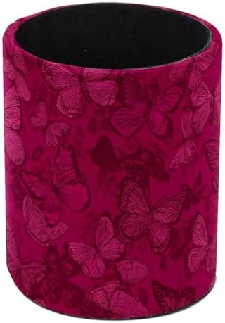 Faux Leather Pen Holder for Desk, Pencil Organizer Butterfly Pen Cup Desk Decor Makeup Brush Holder Storage for Office Home