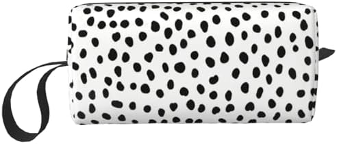 Polka Dot Makeup Bag for Women with Wrist Strap | Durable 600D Oxford Fabric, Impact-Resistant & Compact, Travel Cosmetic & Makeup Organizer for Gym & Daily Use