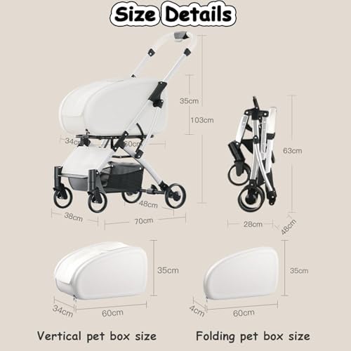 Foldable Pet Stroller，Pet Stroller with 4 Wheels, Travel Carrier for Small，Medium Dogs Cats up to 33lbs,Detachble Portable Bag(Pink)