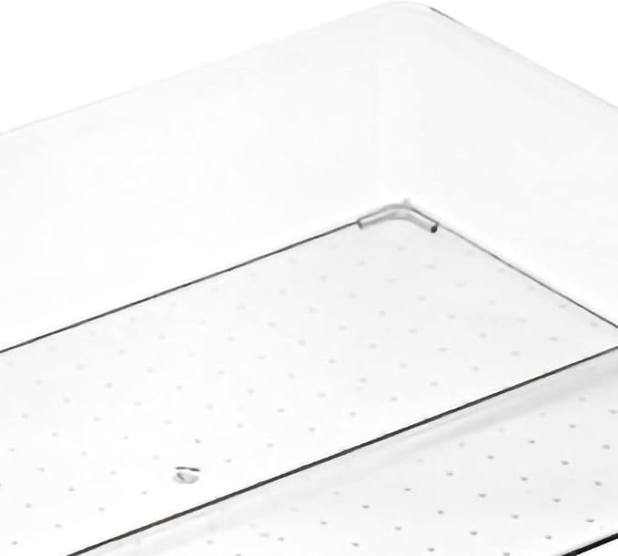 Clear PET Drawer Storage Dividers Stackable Transparent Trays for Kitchen Bathroom Office Multi Compartment Drawer Box 8 (Large Square Box)
