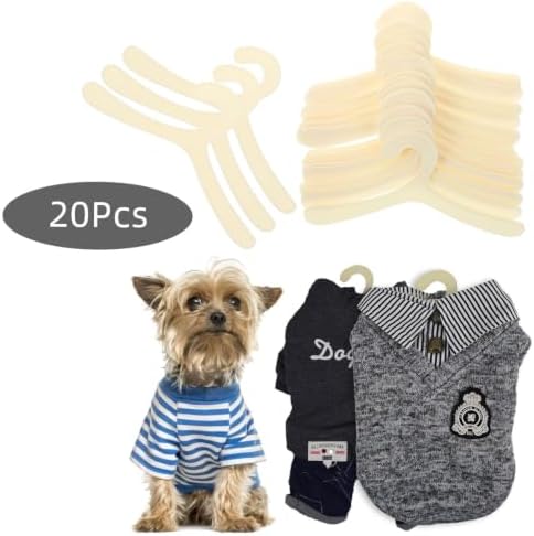 20Pcs Puppy Apparel Hanger Lightweight Plastic Pet Clothing Hanger for Dogs for Organizing Pet Costumes and Outerwear Durable and Portable Storage