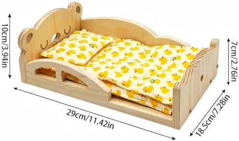 Parrot Bed 3 Pieces – Wooden Perch Detachable Cotton Pad Mat | | Natural Pine Wood Breathable Cotton Soft Washable Nest Resting Stand Cage Hammock Accessories Conure