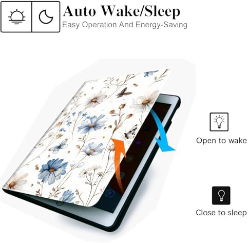 for Microsoft Surface Pro 7 Plus,Surface Pro 7/6/5/4 12.3" Tablet Case,Auto Wake/Sleep,Adjustable Stand Protective Cover - Flower Butterfly
