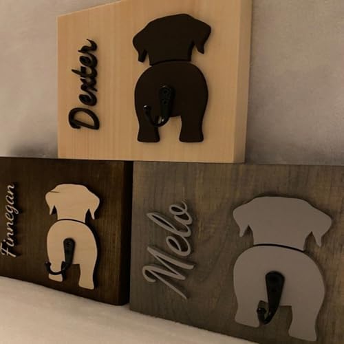 Personalized Dog Leash Holder Custom Dog Leash Holder Wood Leash Holder Leash Hanger Dog Name Leash Holder Laser Cut Leash Holder (7.25 * 16in/18 * 40cm/2dogs)
